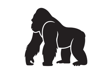 editable clipart black gorilla walking silhouette vector artwork perfect for wildlife conservation poster design vintage