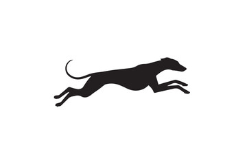 minimalist black greyhound silhouette in athletic leap vector ideal for logo branding sports icons and dynamic design
