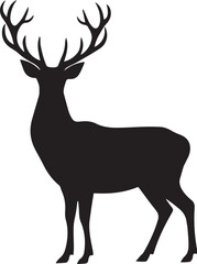 deer silhouette vector with branching antlers for minimal wildlife logos