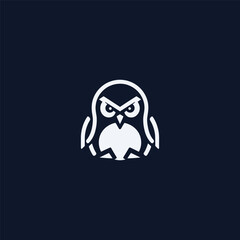 Abstract angry penguin line art minimalist logo. 