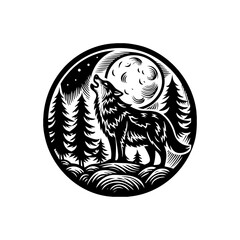Howling Wolf at Full Moon