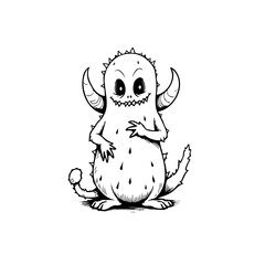 Charming monochrome monster illustration showcasing creative design with whimsical features and