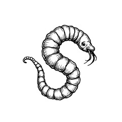 Detailed serpentine creature illustration depicting a uniquely styled elongated worm shape with a