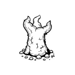 Eerie hand emerging from the ground captivating illustration a mystical scene evoking fantasy and