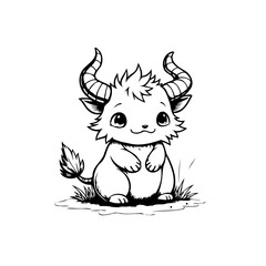 Enchanting creature illustration: a whimsical horned character fostering a sense of wonder and