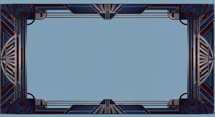 Art deco frame design background light blue