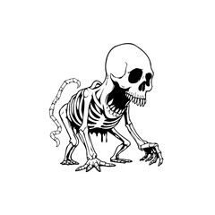 Intricate skeletal creature illustration embodying macabre aesthetics evoking themes of mortality