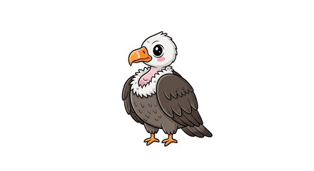 Cute cartoon vulture bird standing on white background isolated funny animal illustration