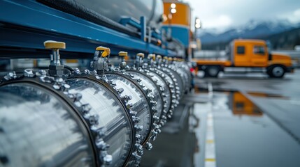Mountain Bulk Tanker Valves Loading Fuel