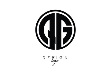 QG Circular Monogram Logo Modern Black & White Emblem for Luxury Branding & Elegant Visual Identity