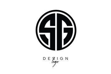SG Circular Monogram Logo Modern Black & White Emblem for Luxury Branding & Elegant Visual Identity