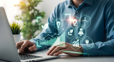 Investing in a sustainable future and green energy with modern technology for eco conscious growth