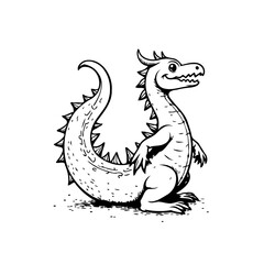 Obraz premium Whimsical dragon illustration: A charming cartoon creature brings a touch of fairytale fantasy and