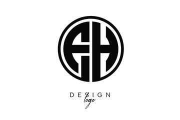 EH Circular Monogram Logo Modern Black & White Emblem for Luxury Branding & Elegant Visual Identity