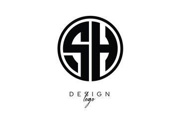 SH Circular Monogram Logo Modern Black & White Emblem for Luxury Branding & Elegant Visual Identity