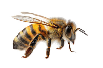 Classic Bee on a Pure White Background with Subtle Shadows