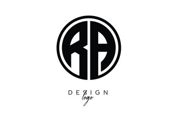 RA Circular Monogram Logo Modern Black & White Emblem for Luxury Branding & Elegant Visual Identity