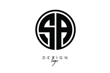 SA Circular Monogram Logo Modern Black & White Emblem for Luxury Branding & Elegant Visual Identity