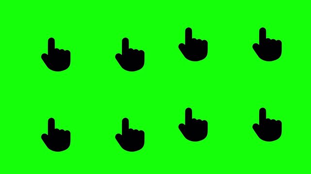 Set of animated mouse pointer packs showcasing hand cursor in click, select, tap and idle states. These graphic elements are isolated on a transparent background for easy use. For UI/UX design.