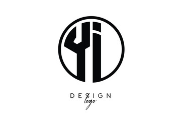 YI Circular Monogram Logo Modern Black & White Emblem for Luxury Branding & Elegant Visual Identity