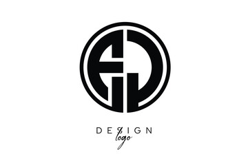 EU Circular Monogram Logo Modern Black & White Emblem for Luxury Branding & Elegant Visual Identity