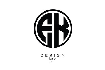 EK Circular Monogram Logo Modern Black & White Emblem for Luxury Branding & Elegant Visual Identity