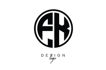 FK Circular Monogram Logo Modern Black & White Emblem for Luxury Branding & Elegant Visual Identity