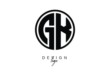 GK Circular Monogram Logo Modern Black & White Emblem for Luxury Branding & Elegant Visual Identity