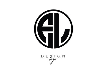 EL Circular Monogram Logo Modern Black & White Emblem for Luxury Branding & Elegant Visual Identity