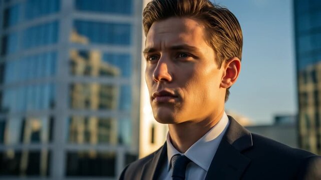 Focused businessman outdoors