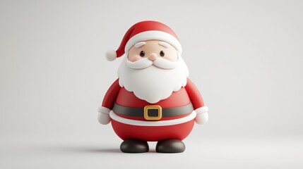 Adorable and stylized 3D rendering of Santa Claus against a clean backdrop