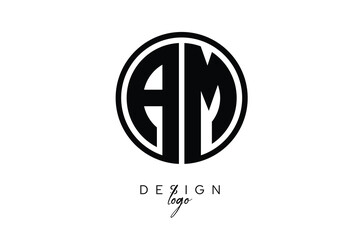 AM Circular Monogram Logo Modern Black & White Emblem for Luxury Branding & Elegant Visual Identity