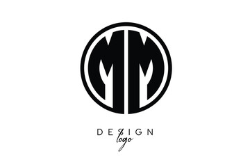 MM Circular Monogram Logo Modern Black & White Emblem for Luxury Branding & Elegant Visual Identity