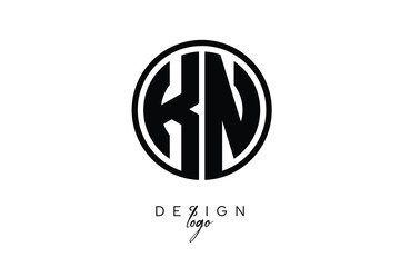 KN Circular Monogram Logo Modern Black & White Emblem for Luxury Branding & Elegant Visual Identity