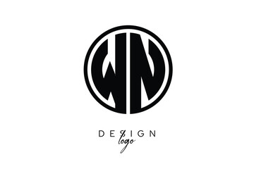 WN Circular Monogram Logo Modern Black & White Emblem for Luxury Branding & Elegant Visual Identity