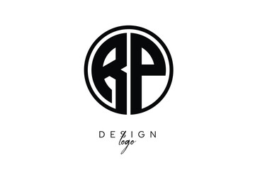 RP Circular Monogram Logo Modern Black & White Emblem for Luxury Branding & Elegant Visual Identity