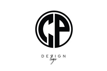 CP Circular Monogram Logo Modern Black & White Emblem for Luxury Branding & Elegant Visual Identity