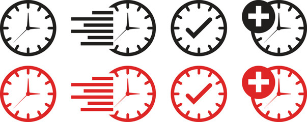 Set of Time, Fast Time, and Approved Time Icons