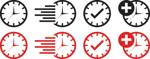 Set of Time, Fast Time, and Approved Time Icons