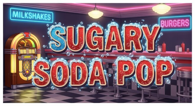 Sugary soda pop typography retro candy lettering