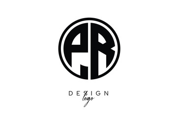 PR Circular Monogram Logo Modern Black & White Emblem for Luxury Branding & Elegant Visual Identity