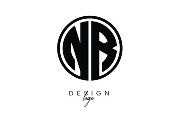 NB Circular Monogram Logo Modern Black & White Emblem for Luxury Branding & Elegant Visual Identity