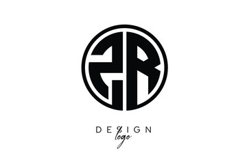 ZR Circular Monogram Logo Modern Black & White Emblem for Luxury Branding & Elegant Visual Identity
