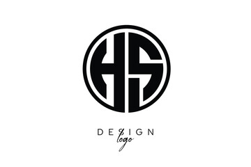 HS Circular Monogram Logo Modern Black & White Emblem for Luxury Branding & Elegant Visual Identity