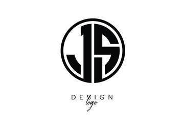 JS Circular Monogram Logo Modern Black & White Emblem for Luxury Branding & Elegant Visual Identity
