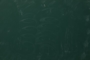 Dirty green chalkboard as background. School equipment