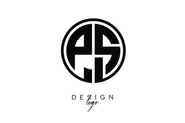 PS Circular Monogram Logo Modern Black & White Emblem for Luxury Branding & Elegant Visual Identity