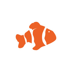clown fish logo design with minimalist concept ocean aquarium fish nemo ornamental templet icon illustration symbol
