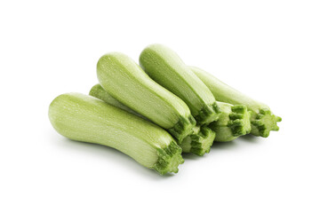 Many fresh ripe zucchinis isolated on white