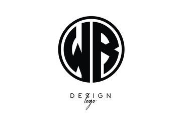 WR Circular Monogram Logo Modern Black & White Emblem for Luxury Branding & Elegant Visual Identity